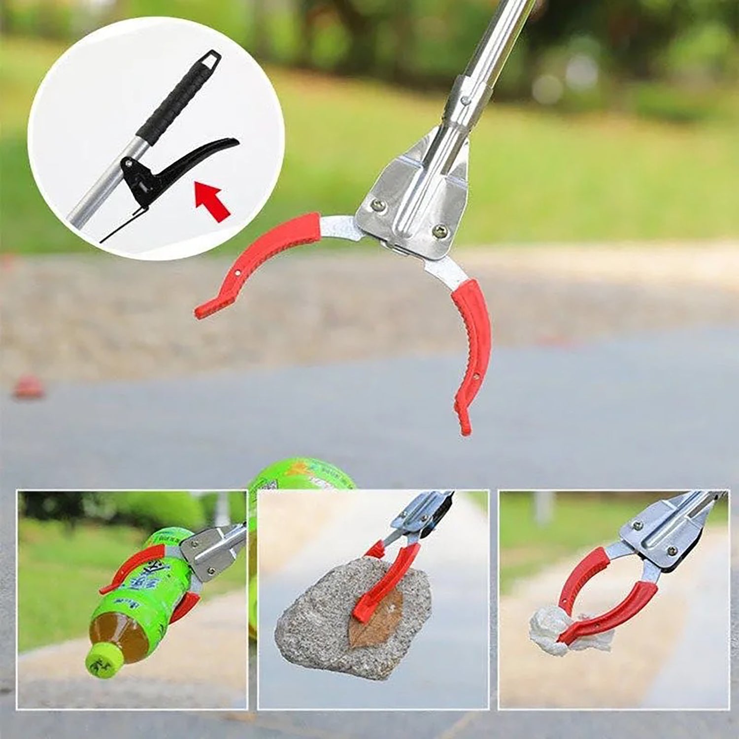 Opsticle Hand tools, namely, hand-operated reaching devices for picking up and removing trash, litter and objects