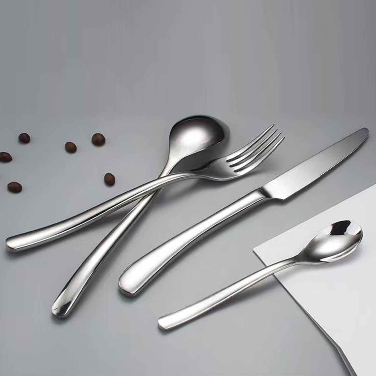 Opsticle Stainless Steel Flatware Set, Metal Tableware Cutlery Set Includes Dinner Knives/Forks/Spoons