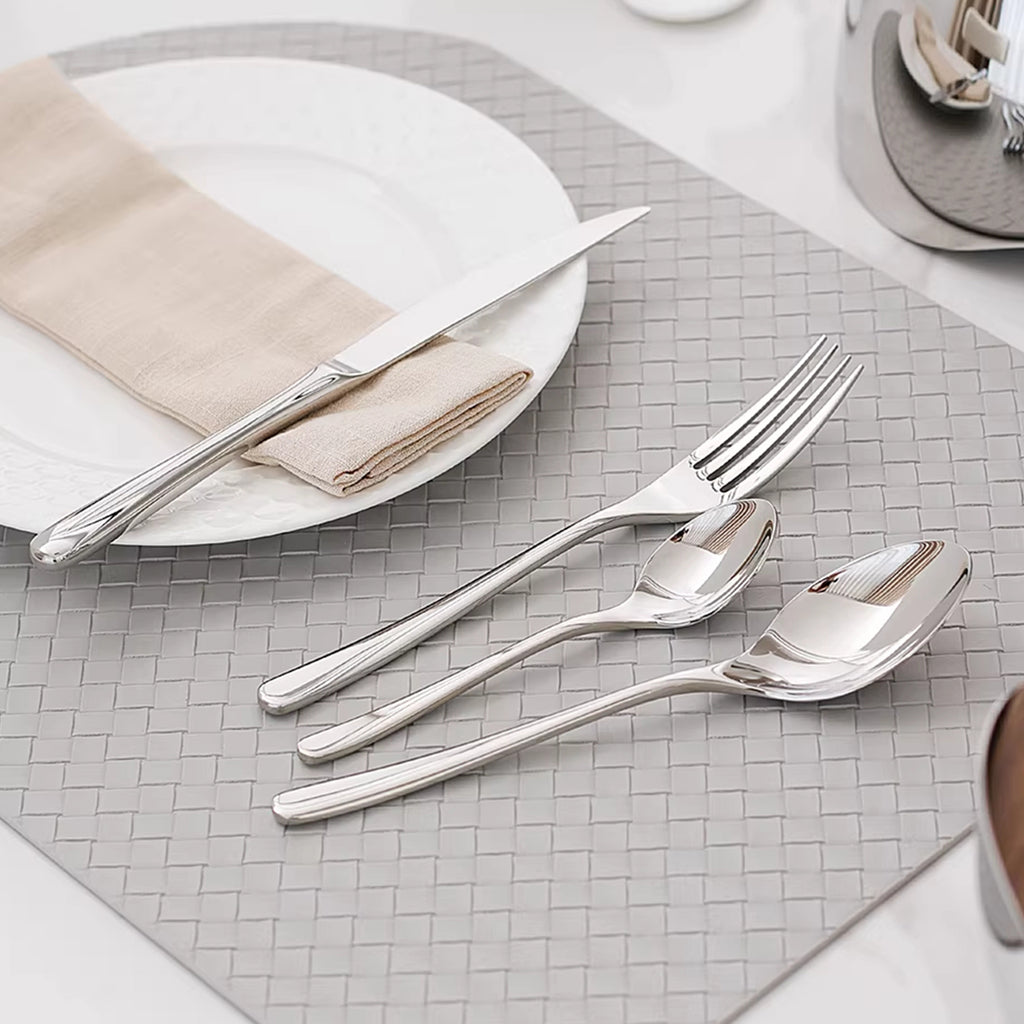 Opsticle Silverware Set, Sterling silver Knives Spoon Forks Set for Home, Kitchen and Restaurant