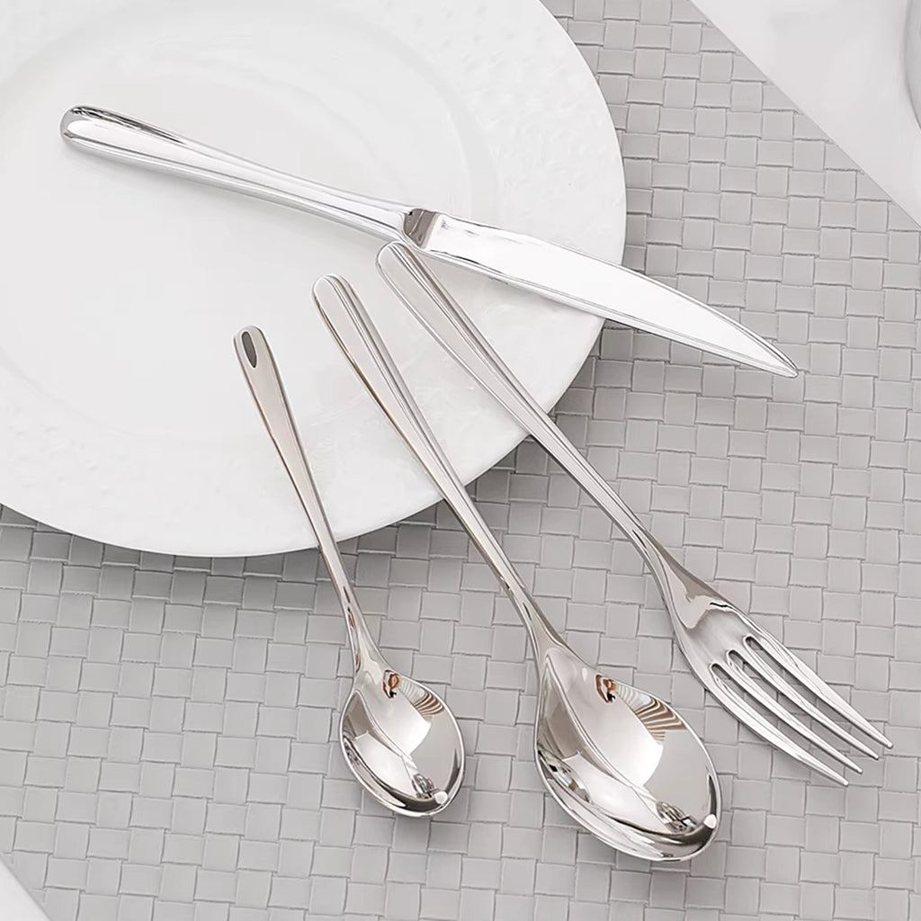 Opsticle Silverware Set, Sterling silver Knives Spoon Forks Set for Home, Kitchen and Restaurant